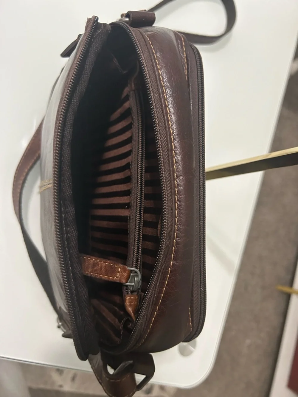 Jack Georges Dark Brown Leather Crossbody Bag - Picture 5 of 10
